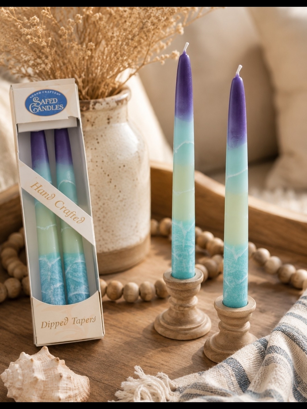 Hand Crafted Taper Candles From The Hills Of Galilee Israel - Set of 2